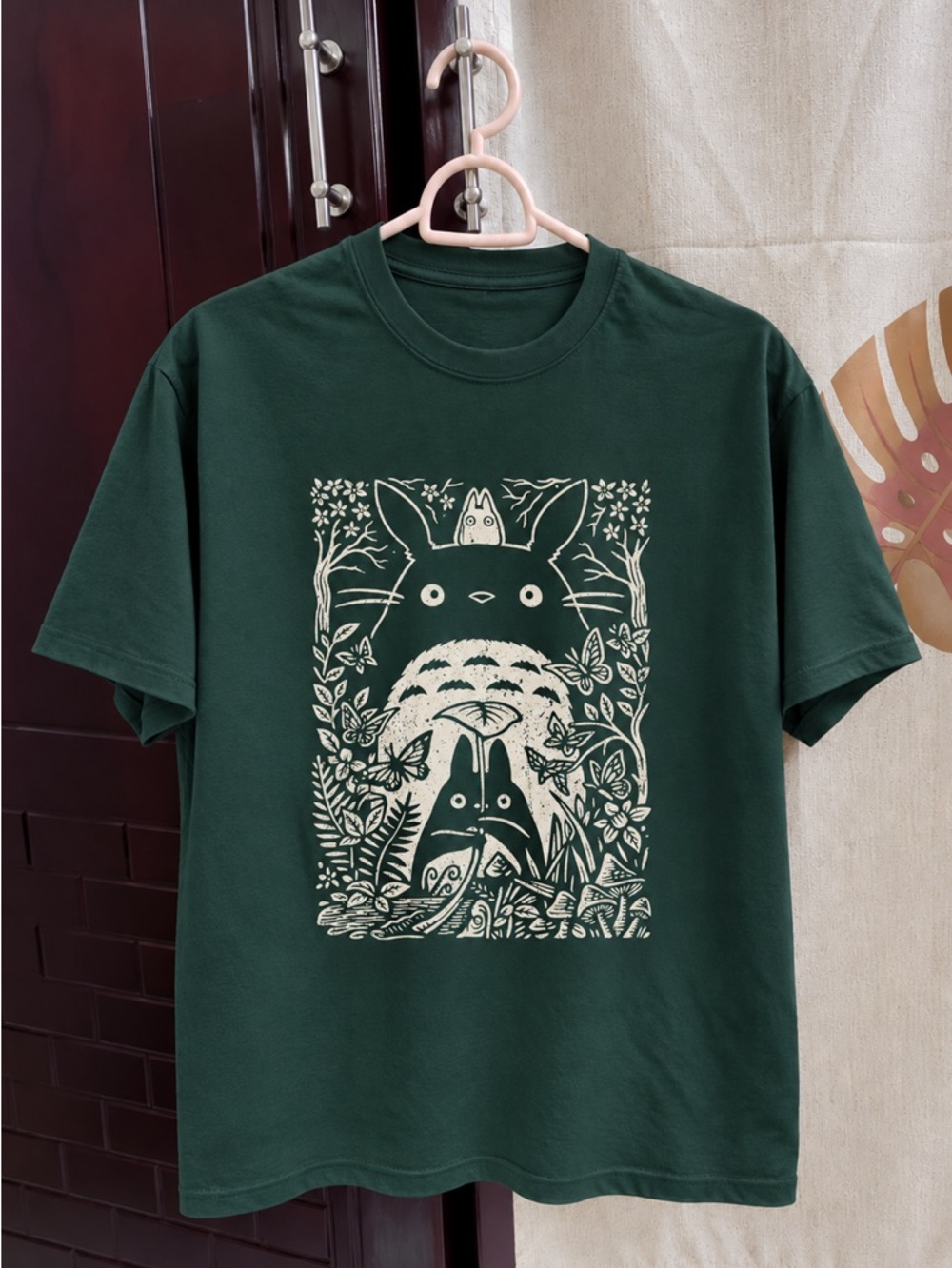 Forest Green Totoro Anime Graphic Tee